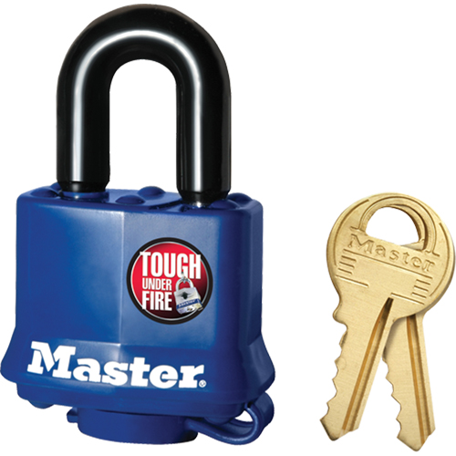Weather-Resistant Padlock, Blue, Keyed Different, Laminated Steel, 1-9/16" Width