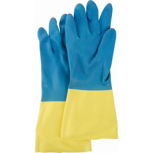Two Tone NS53 Gloves, Size Large/9, 13" L, Neoprene/Rubber Latex, Flock-Lined Inner Lining, 28-mil