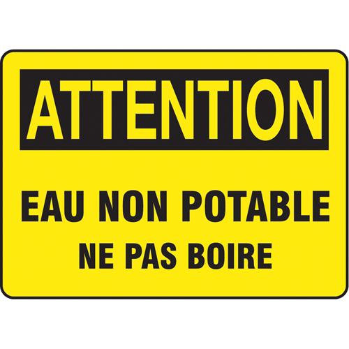 "Eau non potable" Sign, 7" x 10", Vinyl, French