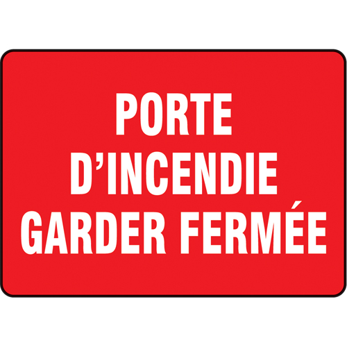 "Porte d'incendie" Sign, 10" x 7", Vinyl, French