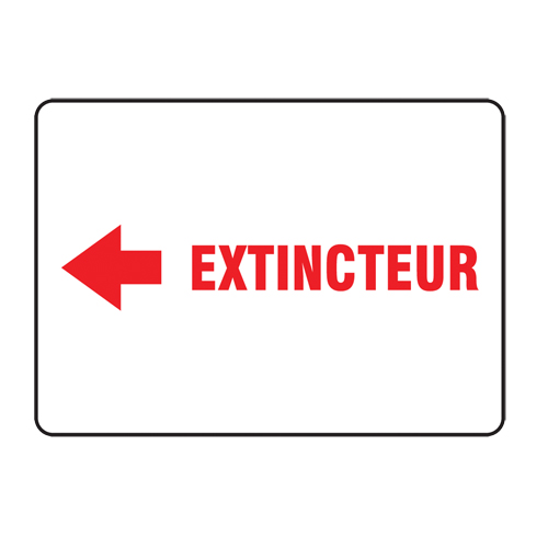 "Extincteur" Sign, 7" x 10", Aluminum, French with Pictogram