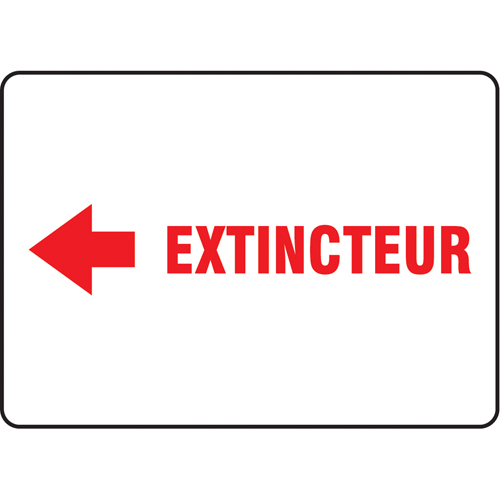 "Extincteur" Sign, 7" x 10", Plastic, French with Pictogram