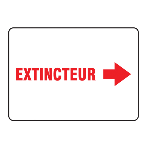 "Extincteur" Sign, 7" x 10", Aluminum, French with Pictogram