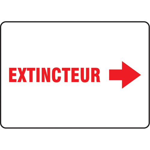 "Extincteur" Sign, 7" x 10", Plastic, French with Pictogram