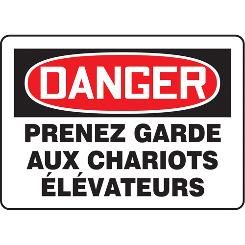"Prenez garde aux chariots élévateurs" Sign, 10" x 7", Plastic, French