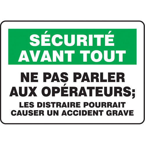 "Ne pas parler aux opérateurs" Sign, 7" x 10", Aluminum, French