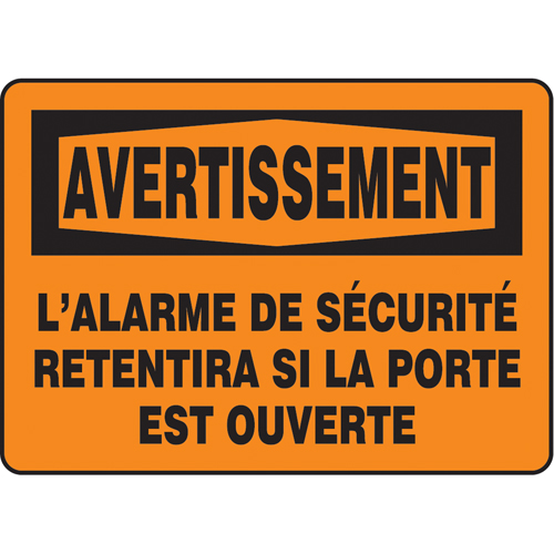 "L'alarme de sécurité retentira" Sign, 10" x 14", Vinyl, French
