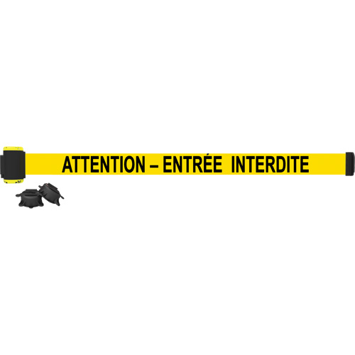 Wall Mount Barrier, Plastic, Magnetic Mount, 7', Black and Yellow Tape