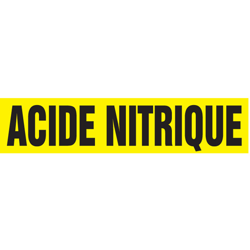 "Acide Nitrique" Pipe Markers, Self-Adhesive, 2-1/2" H x 12" W, Black on Yellow
