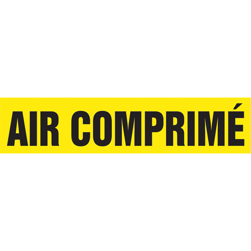 "Air Comprimé" Pipe Markers, Self-Adhesive, 2-1/2" H x 12" W, Black on Yellow