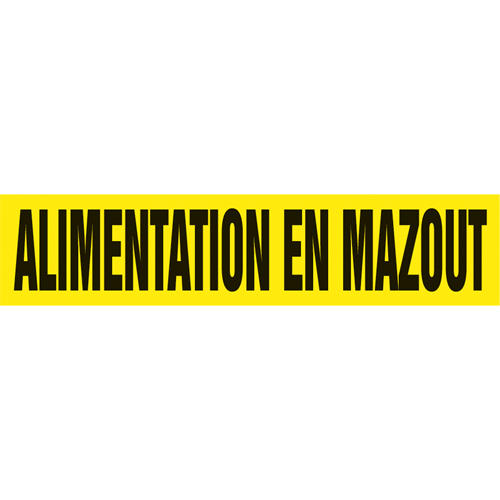 "Alimentation En Mazout" Pipe Markers, Self-Adhesive, 2-1/2" H x 12" W, Black on Yellow