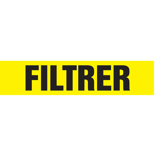 "Filtrer" Pipe Markers, Self-Adhesive, 2-1/2" H x 12" W, Black on Yellow
