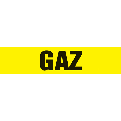 "Gaz" Pipe Markers, Self-Adhesive, 2-1/2" H x 12" W, Black on Yellow