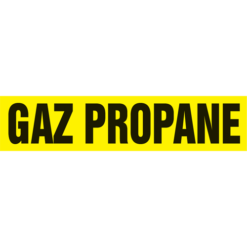 "Gaz Propane" Pipe Markers, Self-Adhesive, 2-1/2" H x 12" W, Black on Yellow