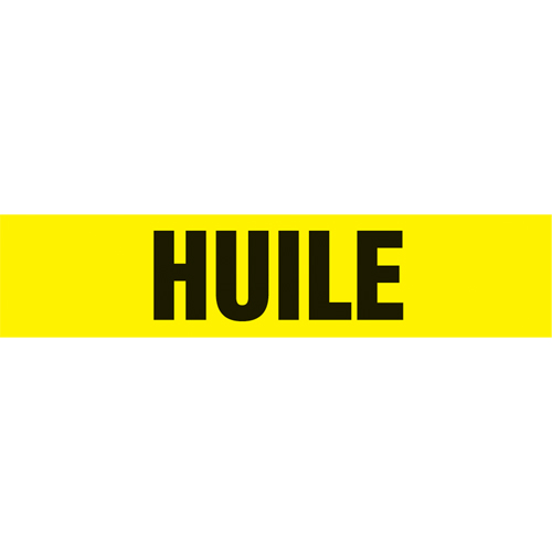 "Huile" Pipe Markers, Self-Adhesive, 2-1/2" H x 12" W, Black on Yellow