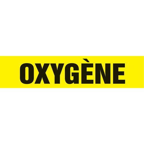 "Oxygène" Pipe Markers, Self-Adhesive, 2-1/2" H x 12" W, Black on Yellow