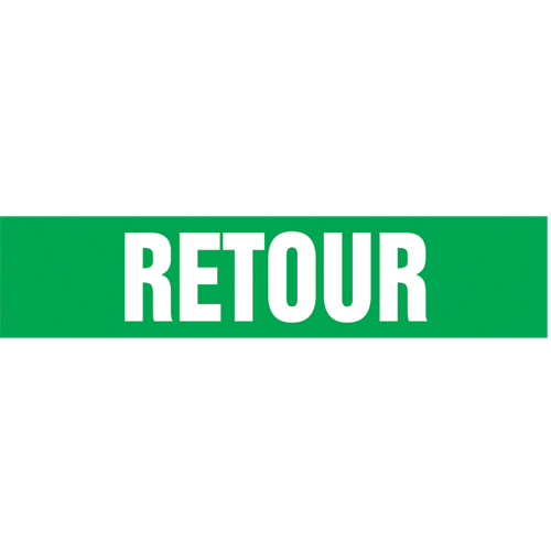 "Retour" Pipe Markers, Self-Adhesive, 4" H x 24" W, White on Green