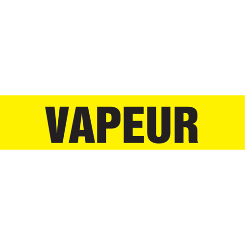 "Vapeur" Pipe Markers, Self-Adhesive, 4" H x 24" W, Black on Yellow