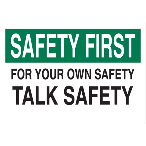 "Talk Safety" Sign, 10" x 14", Aluminum, English