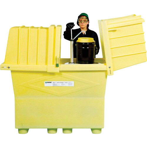 Poly-Safeypacks® Plus With Drain, 60.25" L x 34.5" W x 64" H, 1200 lbs. Load Capacity