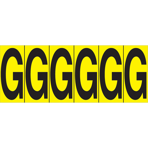 Individual Adhesive Letter Markers, G, 2-15/16" H, Black on Yellow