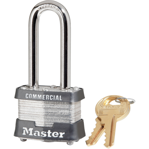 Laminated Padlock, Silver, Keyed Alike, Laminated Steel, 1-9/16" Width