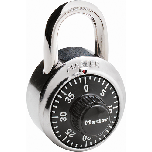 Combination Padlock, Silver, Hardened Steel, 1-7/8" Width