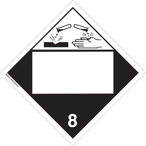 Corrosive Materials TDG Placard, Plastic