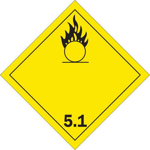 Oxidizer TDG Placard, Adhesive Vinyl