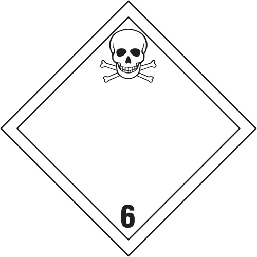Poisonous Materials TDG Placard, Adhesive Vinyl