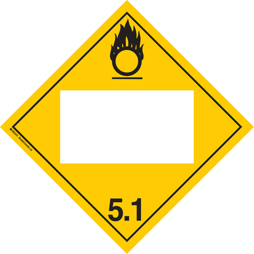 Oxidizer TDG Placard, Adhesive Vinyl