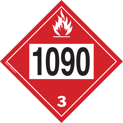 1090 Acetone Flammable Liquid TDG Placard, Plastic