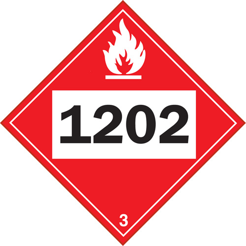 1202 Fuel Oil Flammable Liquid TDG Placard, Adhesive Vinyl