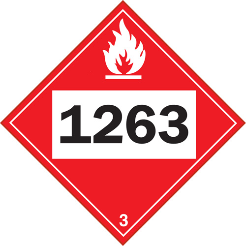 1263 Paint Flammable Liquid TDG Placard, Plastic