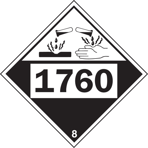 1760 Aluminum Phosphate Corrosive Materials TDG Placard, Plastic