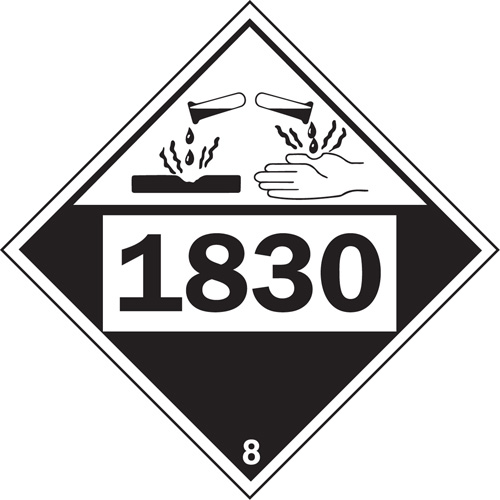 1830 Sulphuric Acid Corrosive Materials TDG Placard, Plastic