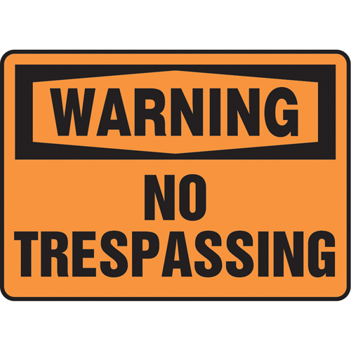 "No Trespassing" Sign, 7" x 10", Plastic, English