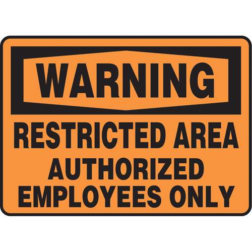 "Restricted Area" Sign, 10" x 14", Aluminum, English