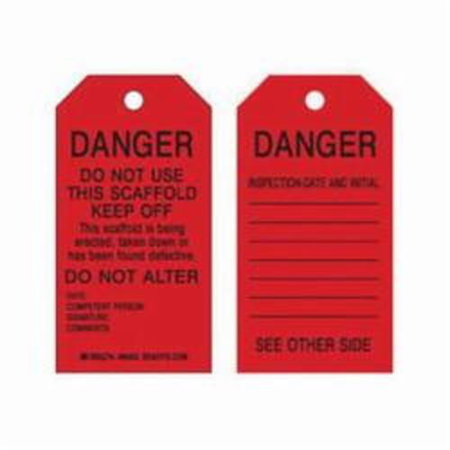 Scaffold Safety Tags, Polyester, 3" W x 5-3/4" H, English