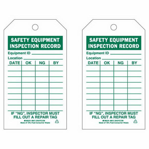 Inspection Record Tags, Polyester, 4" W x 7" H, English