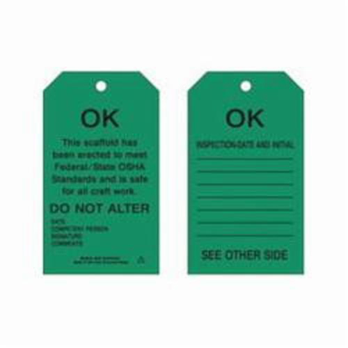 Scaffold Safety Tags, Polyester, 4" W x 7" H, English