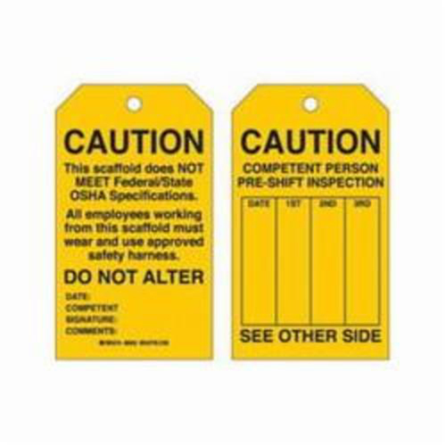 Scaffold Safety Tags, Polyester, 4" W x 7" H, English