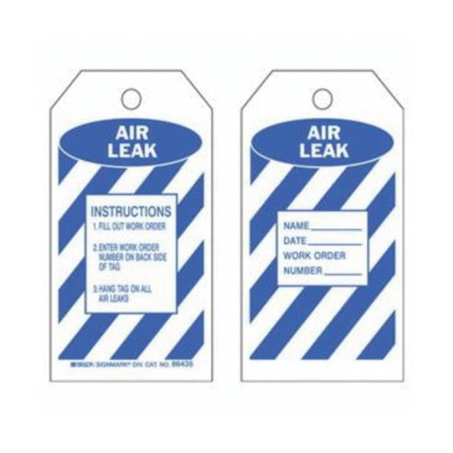 "Air Leak" Inspection Tags, Polyester, 3" W x 5-3/4" H, English