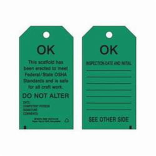 Scaffold Safety Tags, Polyester, 3" W x 5-3/4" H, English