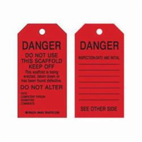 Scaffold Safety Tags, Polyester, 3" W x 5-3/4" H, English