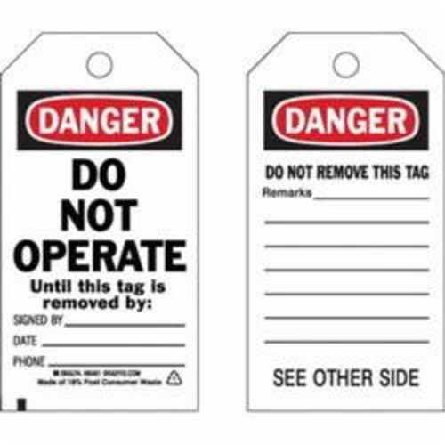 Self-Laminating Safety Tags, Polyester, 3" W x 5-3/4" H, English
