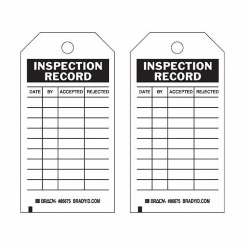 Inspection Record Tags, Paper, 3" W x 5-3/4" H, English