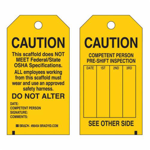 Scaffold Safety Tags, Paper, 3" W x 5-3/4" H, English