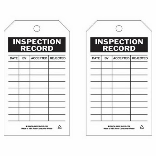 Inspection Record Tags, Polyester, 4" W x 7" H, English