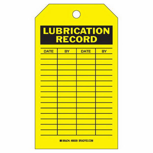Lubrication Record Tags, Polyester, 4" W x 7" H, English